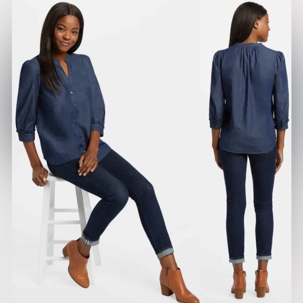 Draper James Naisha Long Sleeve Denim Shirt Size Medium.